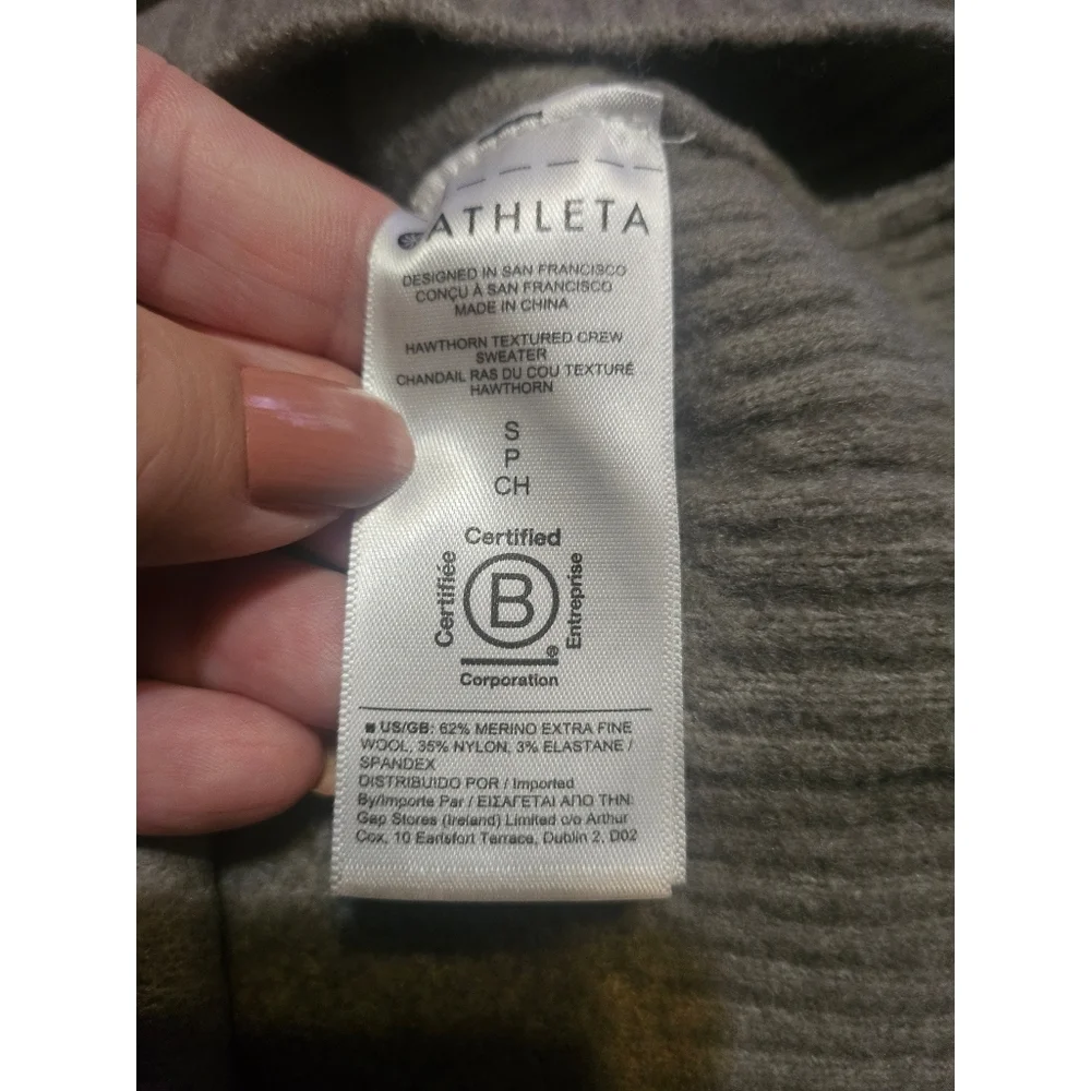 Athleta Hawthorn Textured Merino Wool Blend Crewneck Animal Print Sweater